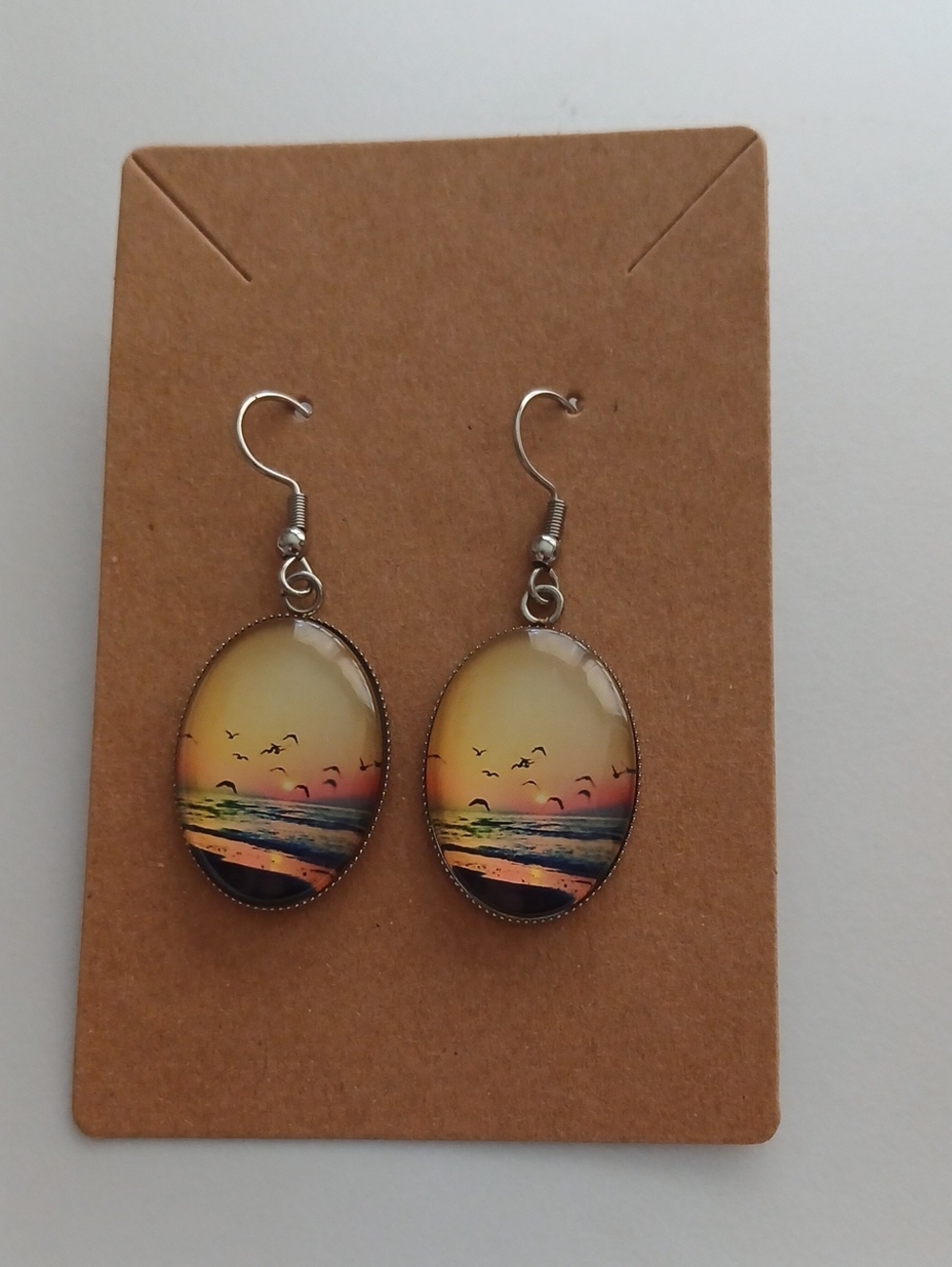Fashion Jewelry Yellow and Orange Sunset Beach Oval Drop Earrings
